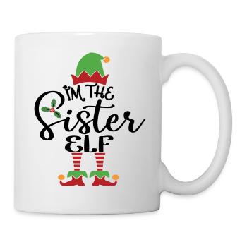 Schwester Elf süßes lustiges passendes Weihnachtskostüm - Tasse - Weiß - Rechts