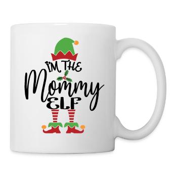 Mama Elf Niedliches lustiges passendes Weihnachtskostüm - Tasse - Weiß - Rechts