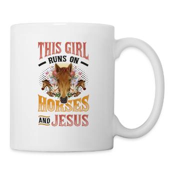 This girl runs on horses and Jesus. - Mug - white - Right