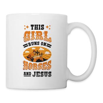 This girl runs on horses And Jesus. - Mug - white - Right