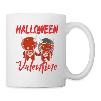 Halloween Is My Valentine Retro Devil Demon - Tasse - Weiß - Rechts