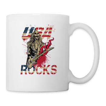 Uas rocks 80s Music Skull with Guitar Rock & Roll - Mug - white - Right