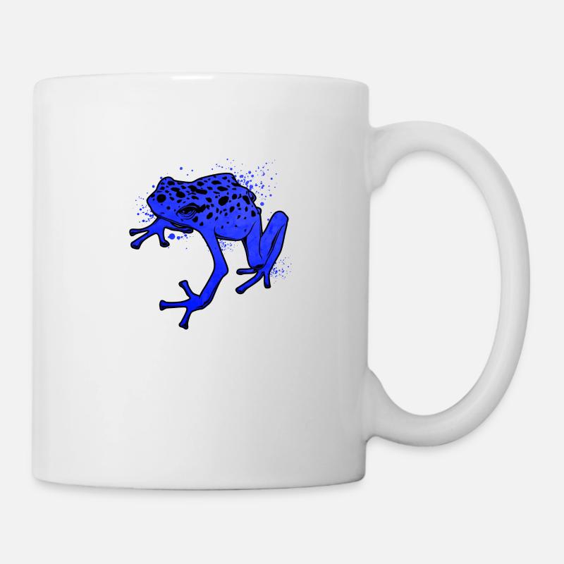 Frosch Zeichnung - Blauer Pfeilgiftfrosch - Tasse - Weiß