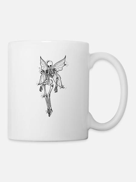 Fairycore - Feenskelett mit Feenflügeln - Tasse - Weiß