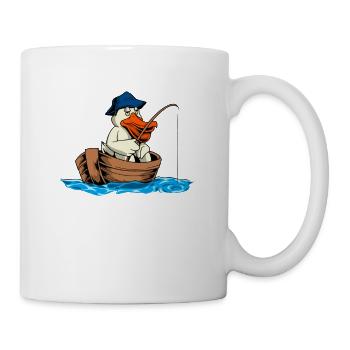 Pelikan beim Angeln - Angler - Tasse - Weiß - Rechts