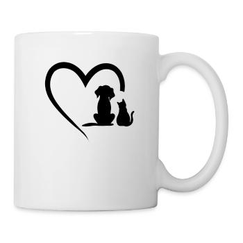 Dog Puppy and Baby Cat Heart - Animal Dog & Cat He - Mug - white - Right