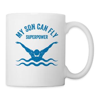Superpower Funny Mom Dad Swimming Team Parent My - Tasse - Weiß - Rechts