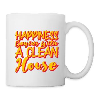 Happiness Begins With A Clean House 2 - Tasse - Weiß - Rechts