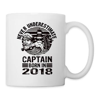 Never Underestimate Captain born in 2018 - Mug - white - Right