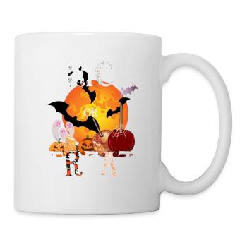 Trick or Treat Moon Bats, Candy Apples, Ghosts - Mug - white - Right