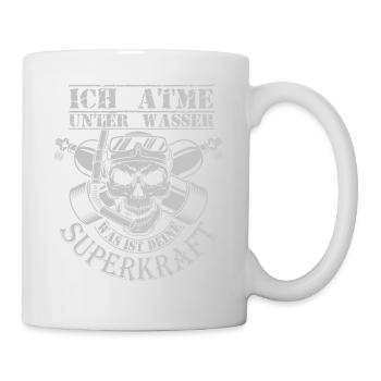 Ich atme unter Wasser, was ist Deiner Superkraft? - Tasse - Weiß - Rechts