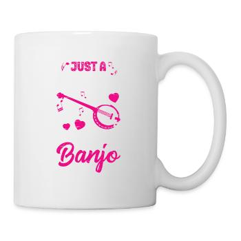 Fille qui aime jouer de la guitare de musicien de banjo - Mug blanc - blanc - Droite