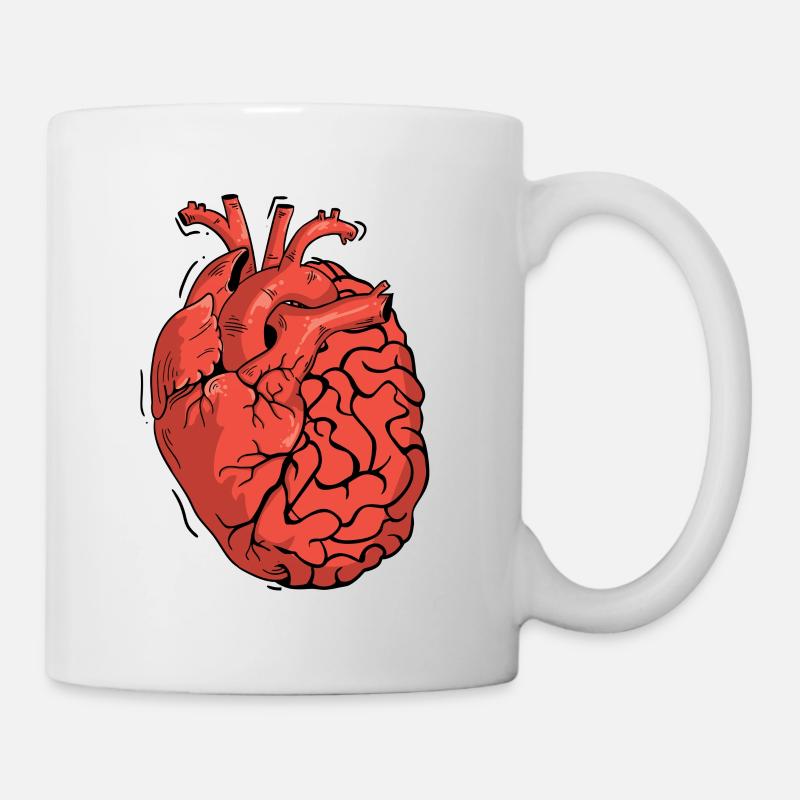 Halb Gehirn halb Herz Organ Anatomie Wissenschaft - Tasse - Weiß