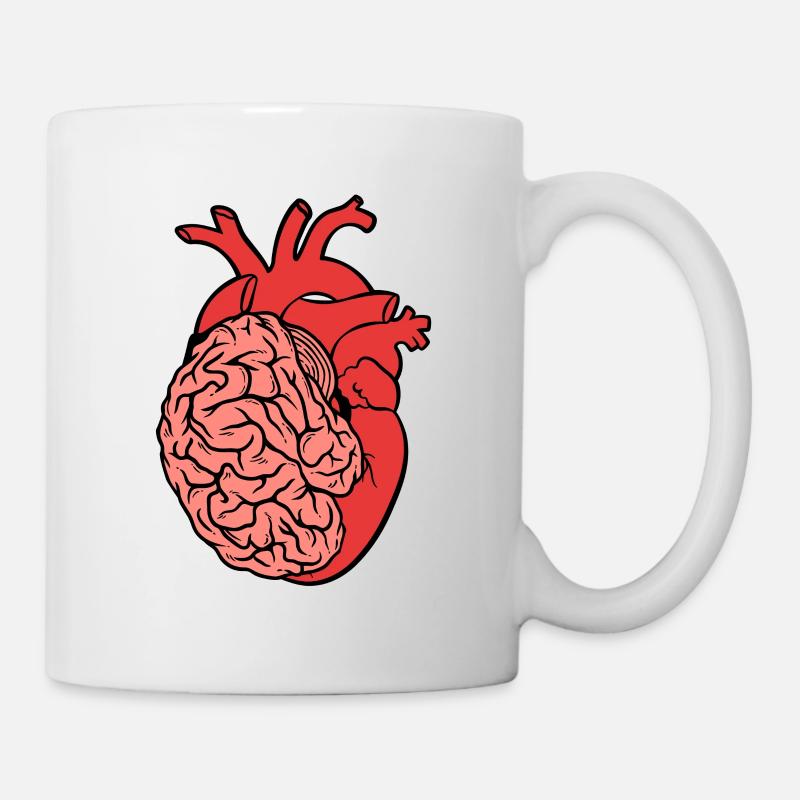 Halb Gehirn halb Herz Organ Anatomie Wissenschaft - Tasse - Weiß