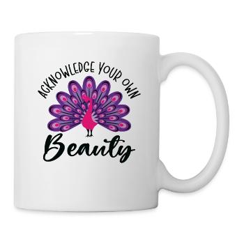 Peacock Inspirational Schönheit Vogel Besitzer - Tasse - Weiß - Rechts