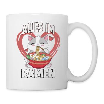 Alles im Ramen süßes Katzen Spruch Motiv Katzen - Tasse - Weiß - Rechts