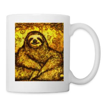 Sloth Portrait Funny Gustav Klimt Style - Mug - white - Right