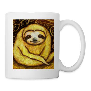 Sloth Portrait Funny Gustav Klimt Style - Mug - white - Right