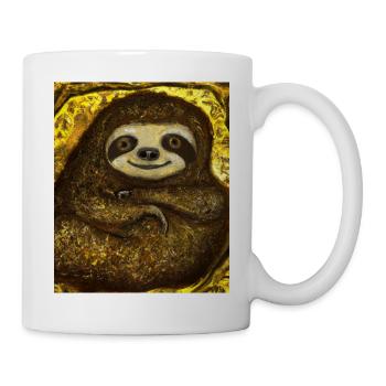 Sloth Portrait Funny Gustav Klimt Style - Mug - white - Right