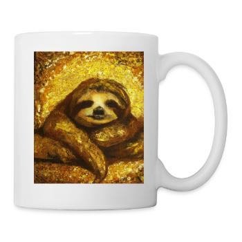 Sloth Portrait Funny Gustav Klimt Style - Mug - white - Right