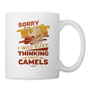 Désolé, j’étais occupé à penser aux chameaux - Mug blanc - blanc - Droite