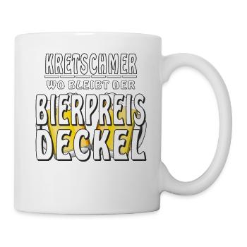 KRETSCHMER WO BLEIBT DER BIERPREIS DECKEL - Tasse - Weiß - Rechts