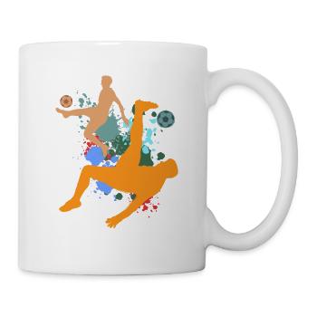 Fußball Fußballer Stürmer Jungen Herren WM - Tasse - Weiß - Rechts