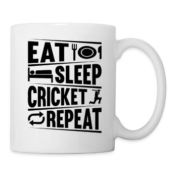 Eat Sleep Cricket Repeat - Cricketing Playing Cric - Tasse - Weiß - Rechts