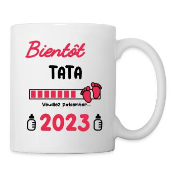 Annonce grossesse Tata bientôt Tata 2023 - Mug blanc - blanc - Droite
