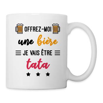 offrez moi bière Tata cadeau future Tata - Mug blanc - blanc - Droite