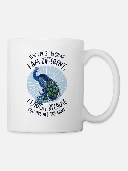 Peacock Positivity Verschiedene Inspirational - Tasse - Weiß