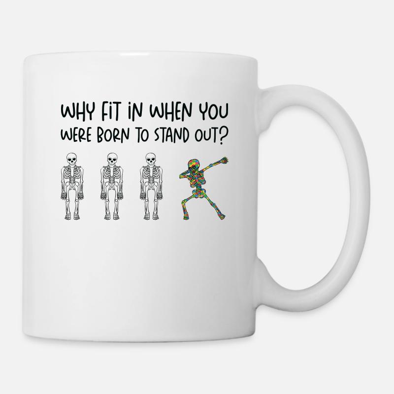 Colorful Skeleton Dabbing Support Autism Awareness - Mug - white