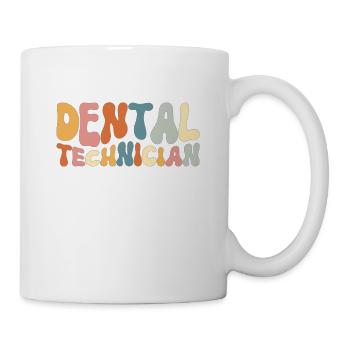 Zahntechniker in coolen Retro Farben - Tasse - Weiß - Rechts