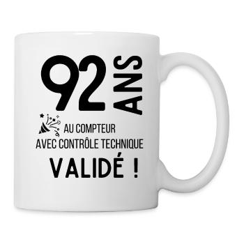 anniversaire 92 ans au compteur validée offrir - Mug blanc - blanc - Droite