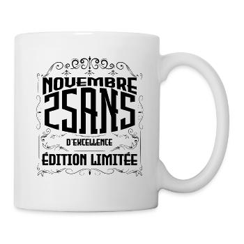 Novembre 25 Ans - idée cadeau d'Anniversaire. - Mug blanc - blanc - Droite