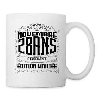 Novembre 28 Ans - idée cadeau d'Anniversaire. - Mug blanc - blanc - Droite