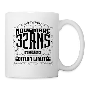 Novembre 32 Ans - idée cadeau d'Anniversaire. - Mug blanc - blanc - Droite