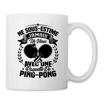 Un vieux avec une raquette de ping pong - Mug blanc - blanc - Droite