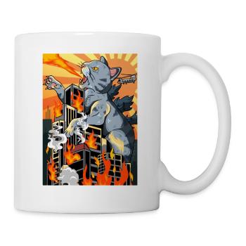 Catzilla Coucher de soleil japonais drôle Japon - Mug blanc - blanc - Droite