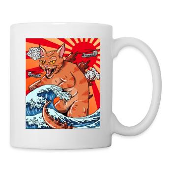 Catzilla Coucher de soleil japonais drôle Japon - Mug blanc - blanc - Droite