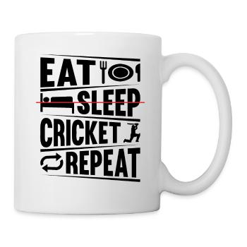 Eat Sleep Cricket Repeat - Cricketing Funny Cricke - Tasse - Weiß - Rechts