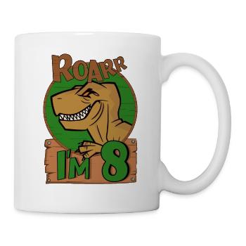 8yr T Rex Dinosaur Birthday Boy Im 8 Years Old - Tasse - Weiß - Rechts