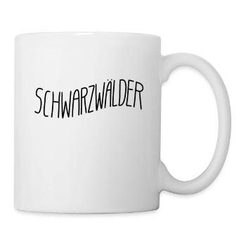 Schwarzwälder Schrift mit Tannenbäumen - Tasse - Weiß - Rechts
