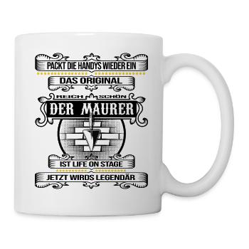 Maurer mauern Mörtel Maurerkelle Handwerker - Tasse - Weiß - Rechts