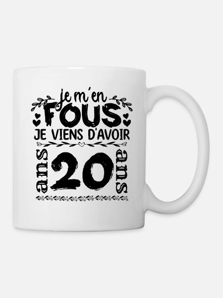 J’ai 20 ans | Je m'en fous j'ai 20 ans - Mug blanc - blanc