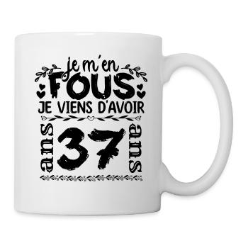 J’ai 37 ans | Je m'en fous j'ai 37 ans - Mug blanc - blanc - Droite
