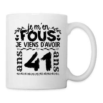J’ai 41 ans | Je m'en fous j'ai 41 ans - Mug blanc - blanc - Droite