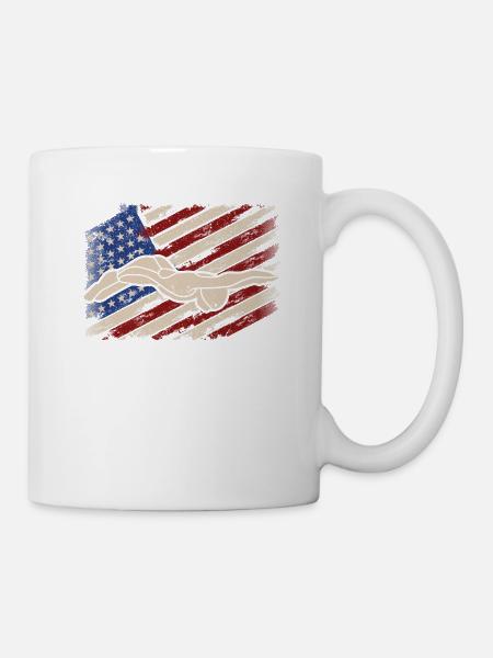 USA Flagge Swim Team Sport Amerikanischer Schwimme - Tasse - Weiß
