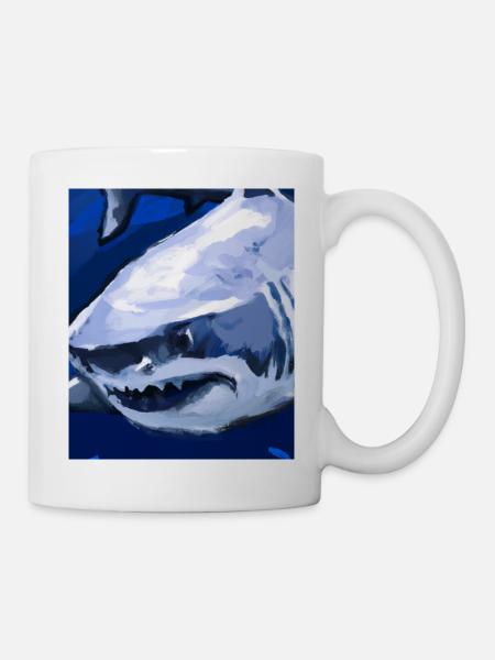 Weißer Hai Vincent Van Gogh Style - Tasse - Weiß