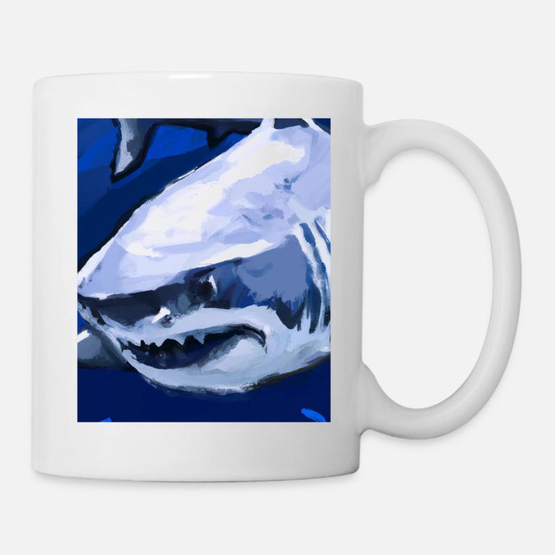 Weißer Hai Vincent Van Gogh Style - Tasse - Weiß